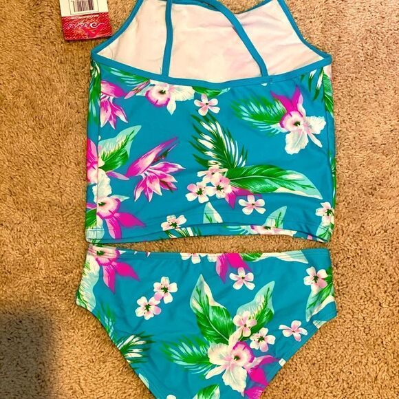 Kanu Surf Girls' Alania Beach Sport 2-pc UPF 50+ Banded Tankini Swimsuit - Picture 3 of 5